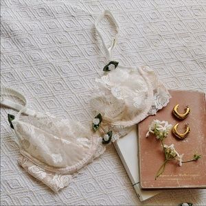 For Love And Lemons Sweetheart Lace Bra White XL NEW